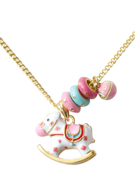 可爱甜美轻奢高级感旋转木马项链