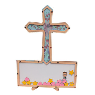 创意蓝色十字架婚礼签到本签名簿册指纹树相框定制签到板结婚个性