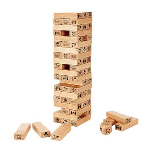 hape木制积木农场动物叠叠高平衡抽抽乐对战互动桌游儿童益智玩具