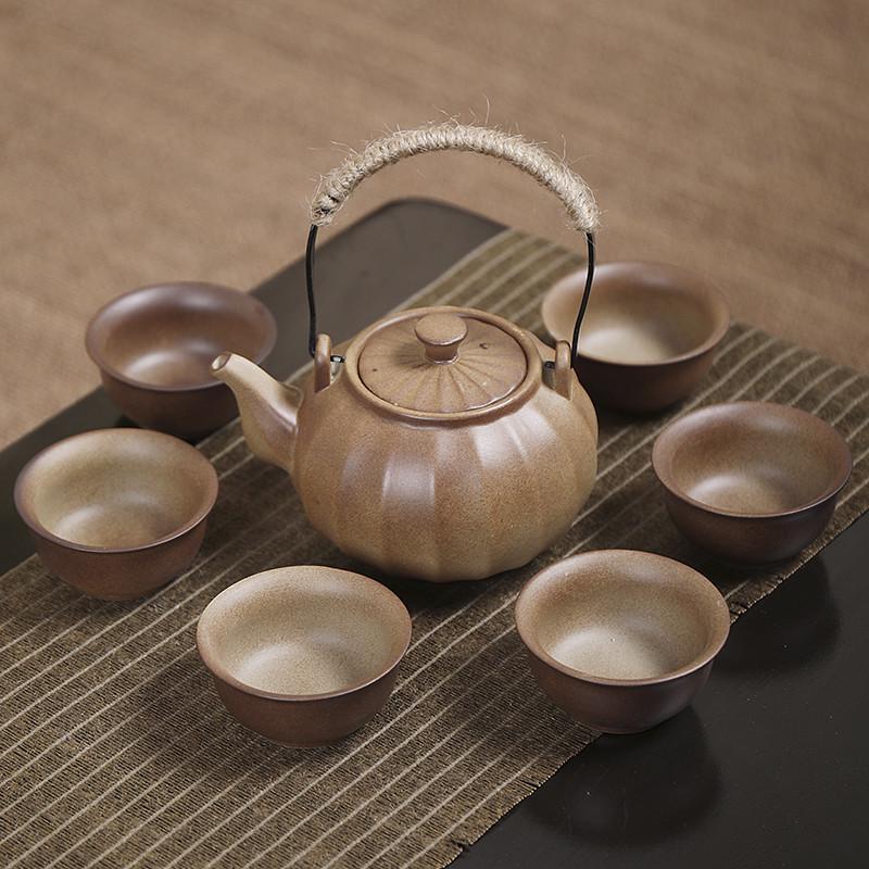 粗陶茶壶功夫茶具套装围炉煮茶壶温茶罐罐壶陶瓷家用柴烧南瓜整套
