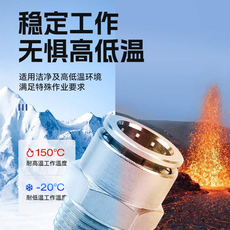 气动快速接头PC8-02全铜镀镍快插气管接头圆柱POC直通高温高压6mm