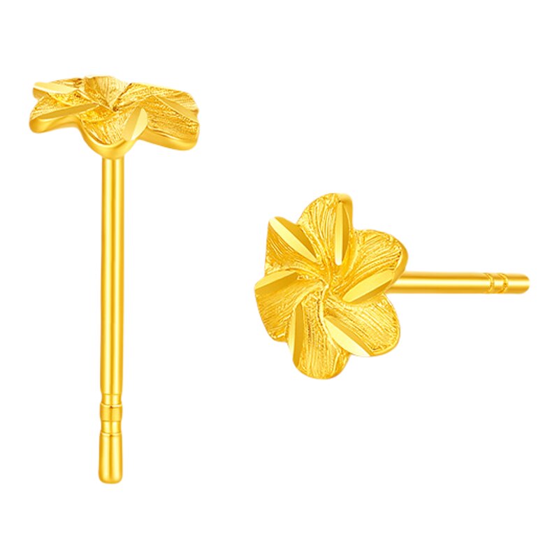 【中国黄金官方店】黄金耳饰5G花型足金耳饰新品百搭送女友闺蜜