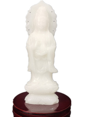 天然雕刻佛像供奉净瓶观音