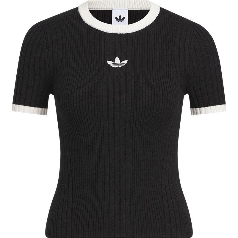 Adidas/阿迪达斯正品三叶草女士运动修身针织休闲短款短袖KS6110