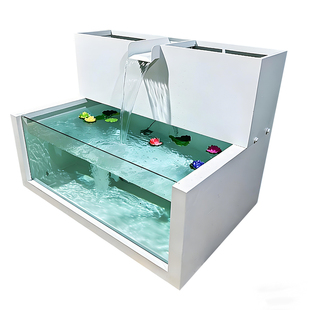 定制景观鱼池庭院花园室内外瀑布喷泉灯光流水造景不锈钢水景养鱼