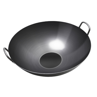 商用厨师双耳圆底熟铁大铁锅家用老式炒菜锅无涂层不粘燃气灶适用