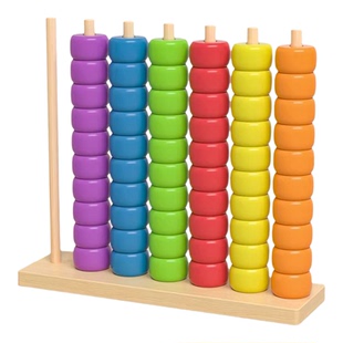 木质多彩串珠早教计算架颜色对对碰趣味幼儿园宝宝训练益智玩具