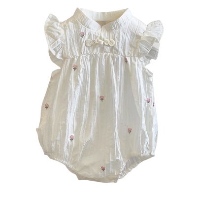 洋气夏季新生短袖66cm薄款绣花