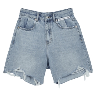 松弛裤/MSLAN早秋美式毛边短裤直筒显瘦五分裤牛仔裤MFBE6113