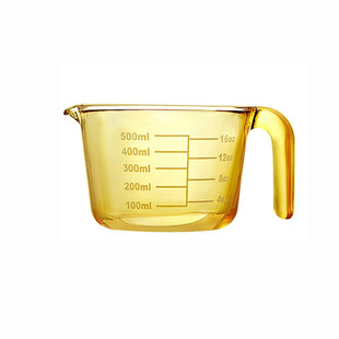 美国康宁琥珀色量杯玻璃刻度牛奶杯烘焙可微波炉加热早餐杯高硼硅