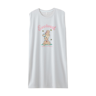 2026年新款睡裙女夏季纯棉无袖背心薄款宽松可爱裙子家居服春秋天