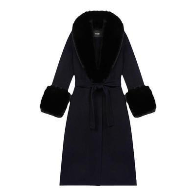 maje女装羊毛混纺系带大衣外套