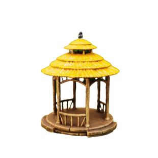 仿茅草亭微景摆件古代建筑模型 角亭茅草亭钓鱼竹亭 盆景沙盘装饰