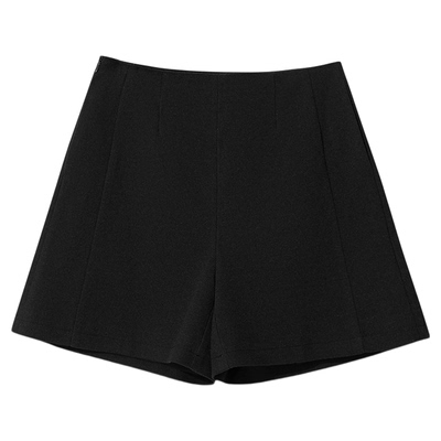 Amii2026春新款简洁百搭宽松磨毛休闲短裤女小个子显高黑色裤子