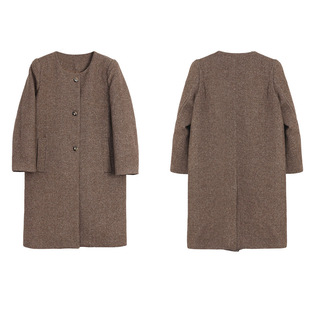 2026刘浩存同款圆领羊毛呢子大衣直筒廓形感冬装毛呢外套女