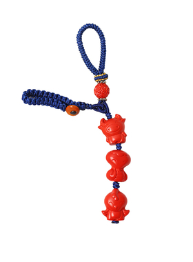 原矿朱砂红砂十二生肖三合六合原创款手工编织百搭手机挂钥匙扣