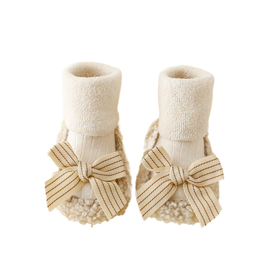 韩版地板袜秋冬季蝴蝶结皮底袜