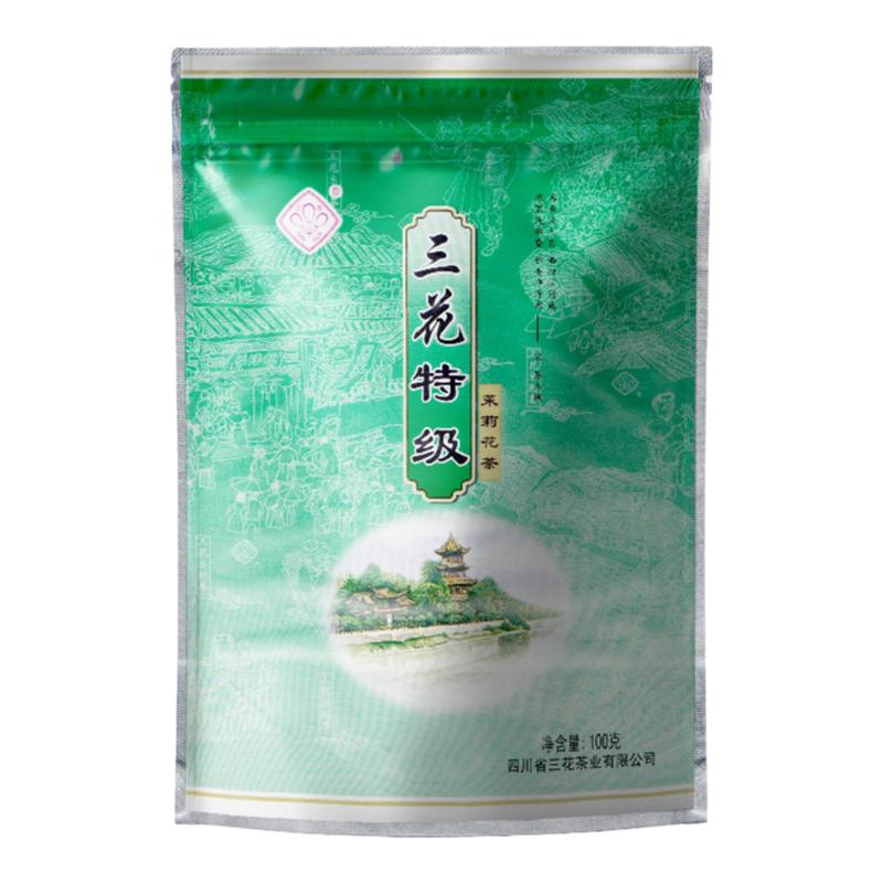 四川三花茶叶成都三花牌特级花茶100克原成都茶厂浓香茉莉花茶