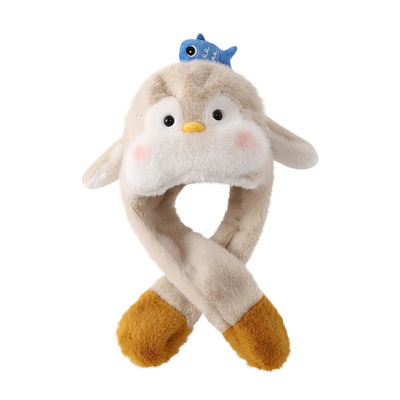 小企鹅帽子围巾一体儿童2025新款