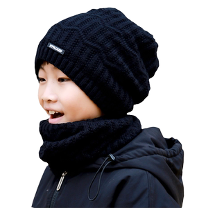 帽子围脖冬天初中生小学生骑行亲子帽加绒滑雪帽保暖护耳帽堆堆帽
