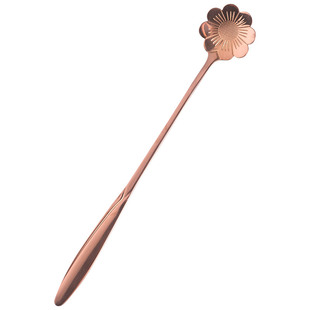 创意不锈钢勺子 可爱花朵长柄勺冰淇凌勺咖啡搅拌勺甜品勺小勺子