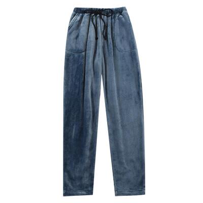 睡裤秋冬季纯色高腰大码直筒