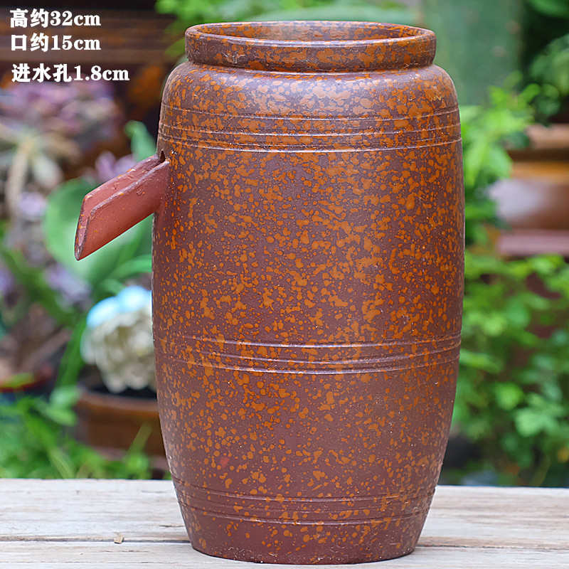 流水陶罐摆件循环水古法鱼缸鱼池造景全套生态瀑布过滤器养鱼陶瓷