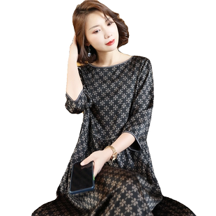 杭州真丝连衣裙女显瘦桑蚕丝夏季气质中年妈妈丝绸裙子2023年新款