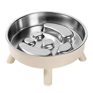 304不锈钢慢食碗宠物碗带高脚防滑狗狗中大型犬狗盆狗粮碗猫饭碗