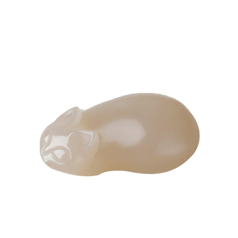 玉友和田玉熟糯藕粉猫咪吊坠孤品