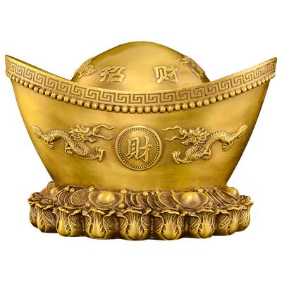 铜元宝聚宝盆摆件黄铜存钱罐