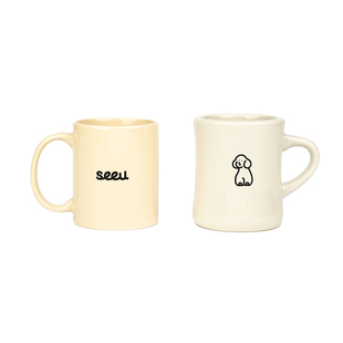 seeu收腰小狗杯马克杯送礼咖啡杯厚实炻瓷小众水杯牛奶杯350ml
