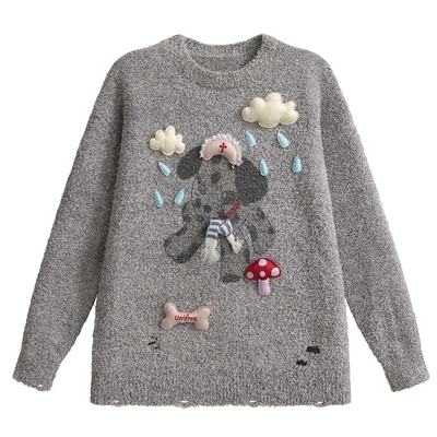 UNIFREE灰色软糯套头毛衣