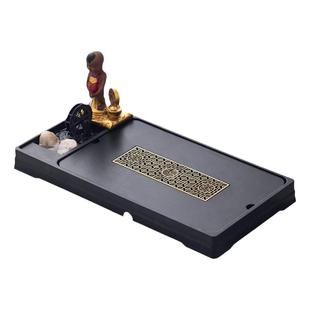 茶盘家用乌金石泡茶台人工石盘茶海蓄排双用禅意流水茶托盘干泡台