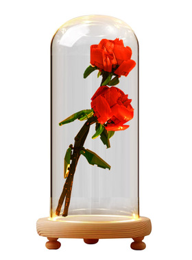 适用于乐高40460玫瑰花束拼搭积木防尘玻璃罩摆件送女友礼物包邮