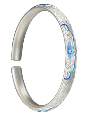 吴越老银铺9999足银蓝漪手镯