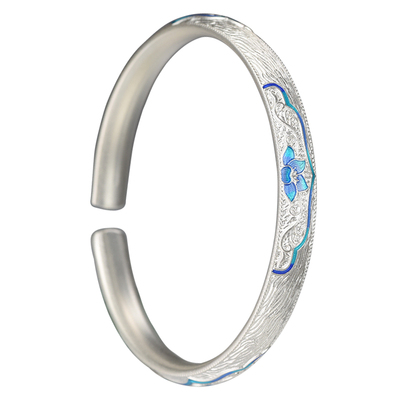 吴越老银铺9999足银蓝漪手镯