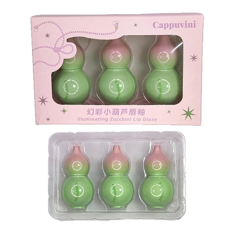 Cappuvini 三支套装可爱葫芦唇釉  镜面水光显白学生国货彩妆