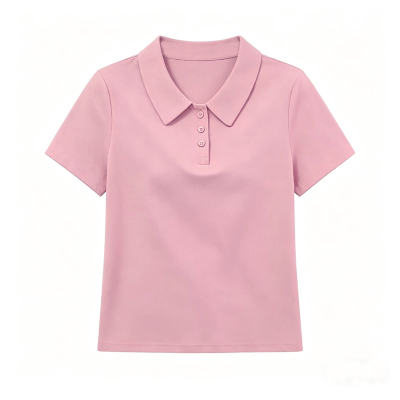 100%纯棉POLO领短袖上衣女