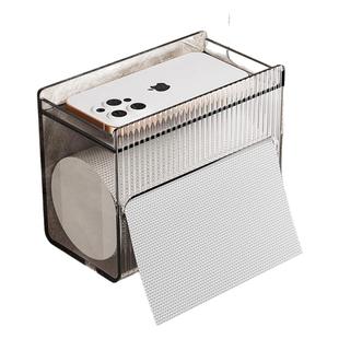 卫生间纸巾盒壁挂式免打孔防水卫生纸置物盒子家用透明厕所抽纸盒