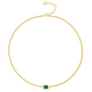 周大生DC小绿方项链纯银925轻奢高级感小众锁骨链首饰情人节礼物