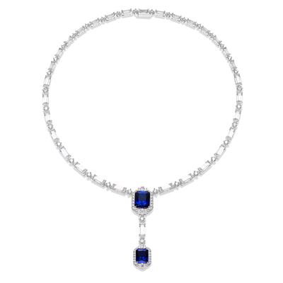 CUMEE培育蓝宝石银镀金套装