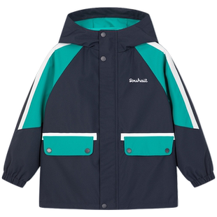 水孩儿童装儿童外套加绒春秋装中大童男童宝宝女童薄绒工装防风衣