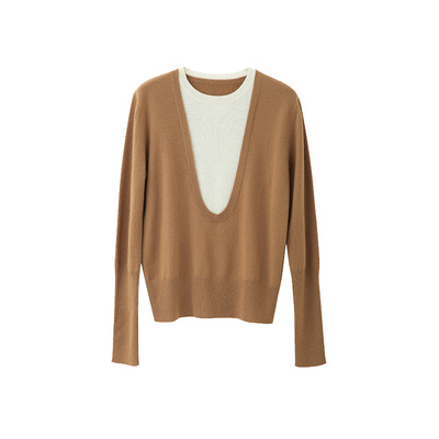 POPCHRIO全羊毛假两件针织衫