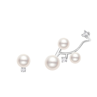 [官方正品]赫生HUSSAIN星点悬浮珍珠耳钉纯银耳环不对称秋冬耳饰