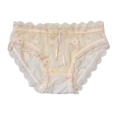 【蕾丝轻纱】纯棉裆内裤提花