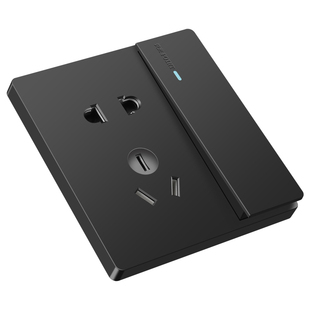 国际电工86型暗装黑色开关插座面板16a空调家用一开双控带USB多孔