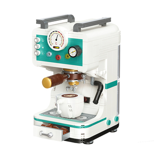 Bros Block中国积木咖啡机拼装面包拼插模型摆件男女儿童益智玩具