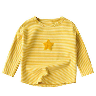 儿童纯棉条纹长袖T恤 宽松蝙蝠袖韩版 圆领上衣 男童女童薄款春秋