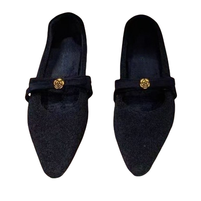 法式复古毛呢玛丽珍单鞋毛毛鞋